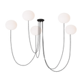Helium Medium 5 Light Chandelier Opal Etched Matte Black 2700K 90 CRI