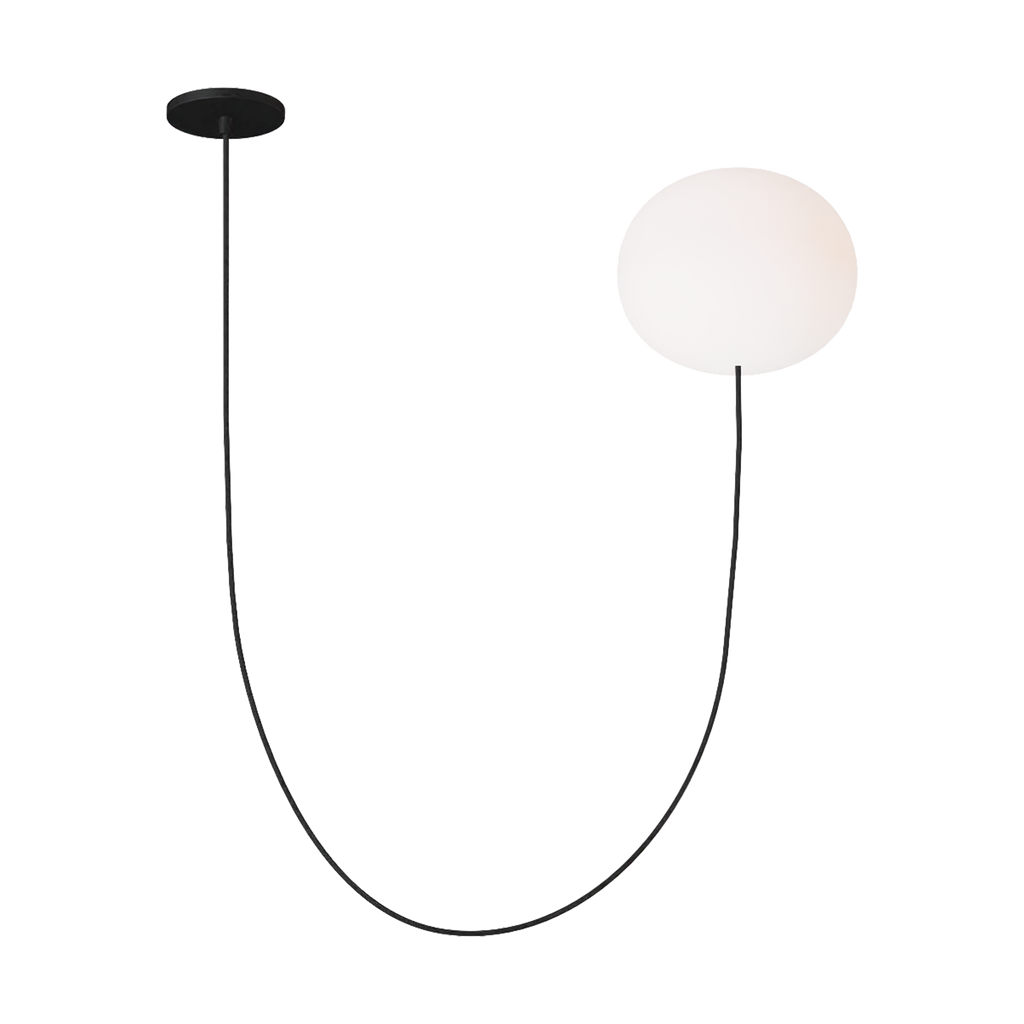 Helium Large 1 Light Chandelier Opal Etched Matte Black 2700K 90 CRI