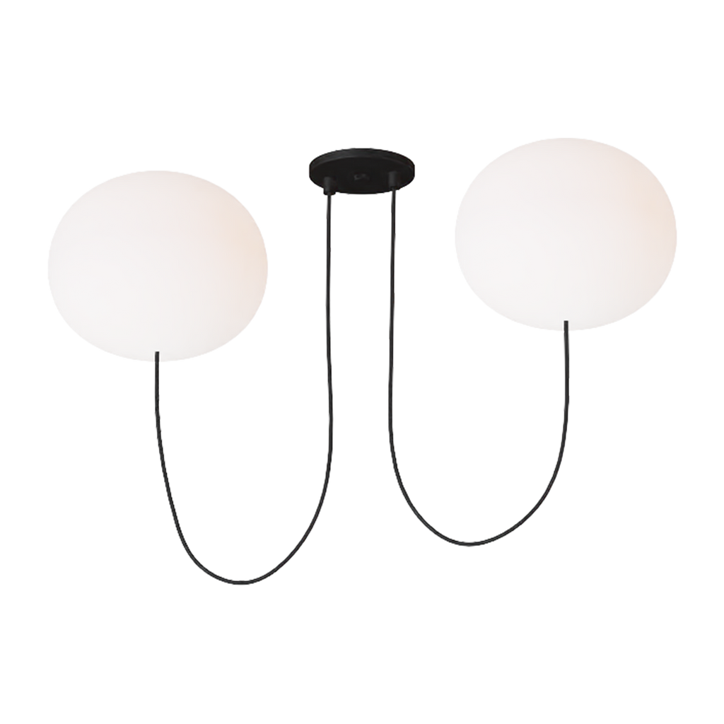 Helium Large 2 Light Chandelier Opal Etched Matte Black 2700K 90 CRI
