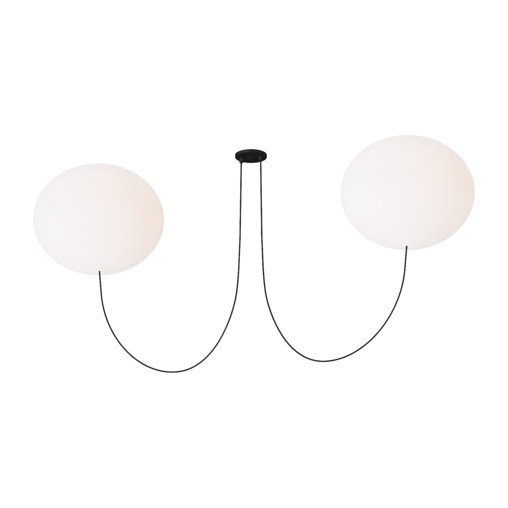 Helium X-Large 2 Light Chandelier Opal Etched Matte Black 2700K 90 CRI