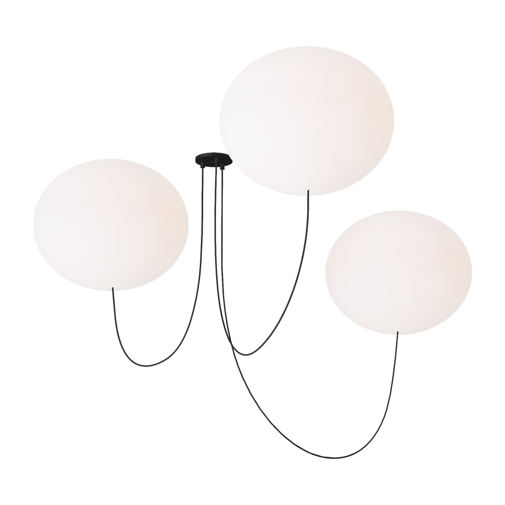 Helium X-Large 3 Light Chandelier Opal Etched Matte Black 2700K 90 CRI