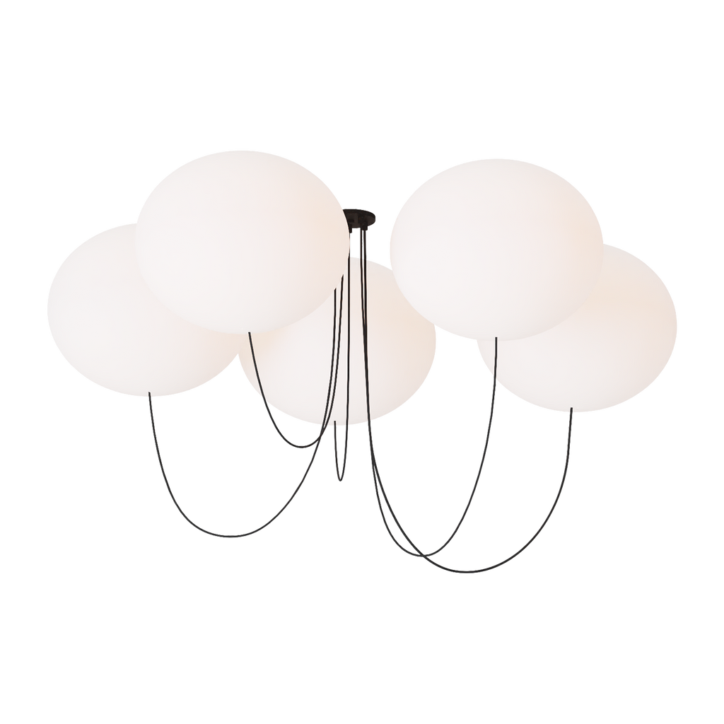 Helium X-Large 5 Light Chandelier Opal Etched Matte Black 2700K 90 CRI