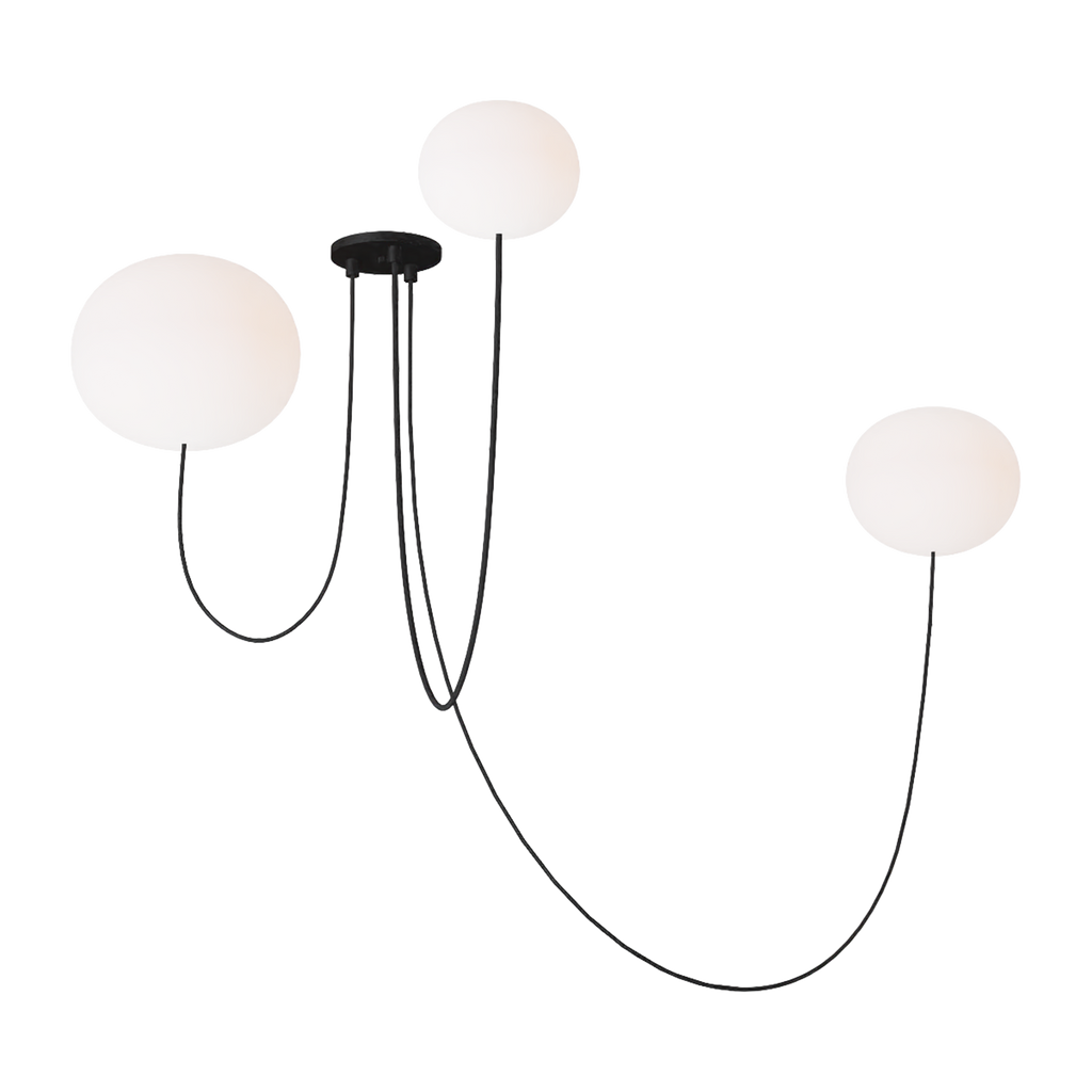 Helium Array 3 Light Chandelier Opal Etched Matte Black 2700K 90 CRI