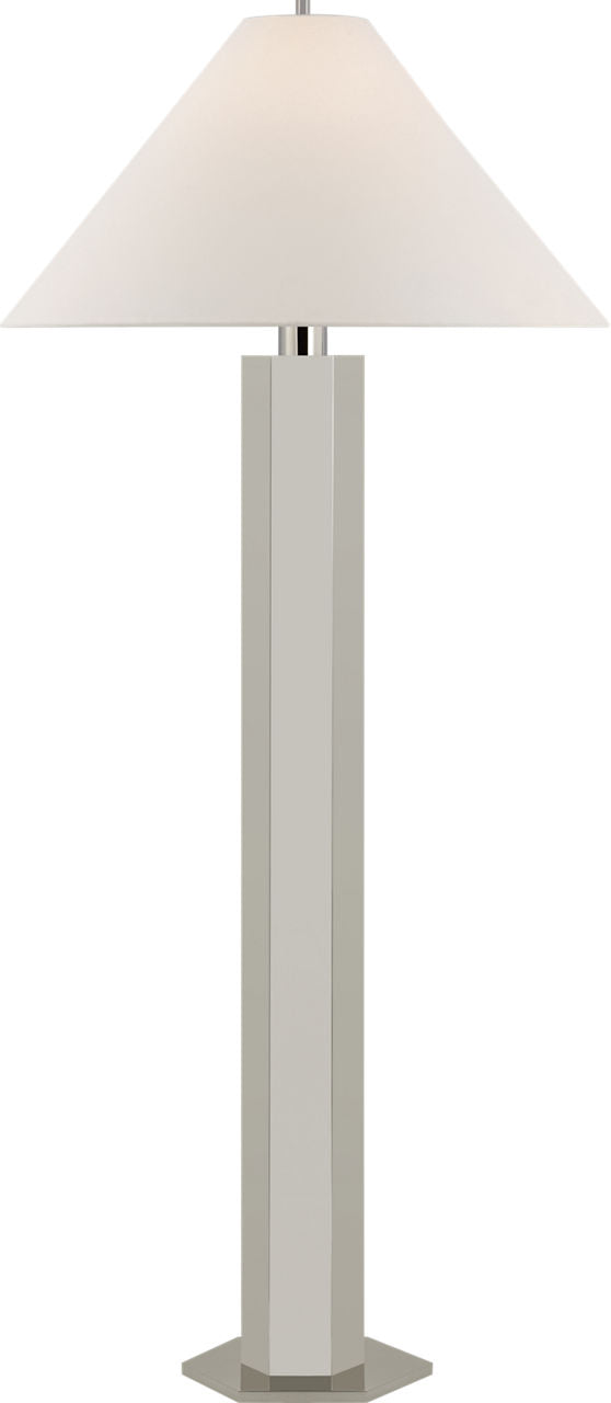 Olivier Large Floor Lamp | Polished Nickel | Linen Shade