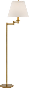 Olivier Large Swing Arm Floor Lamp | Hand-Rubbed Antique Brass | Linen Shade