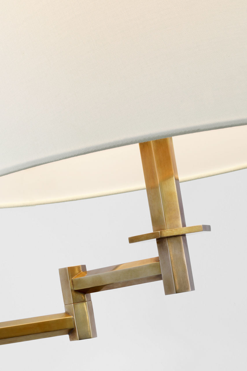Olivier Large Swing Arm Floor Lamp | Hand-Rubbed Antique Brass | Linen Shade