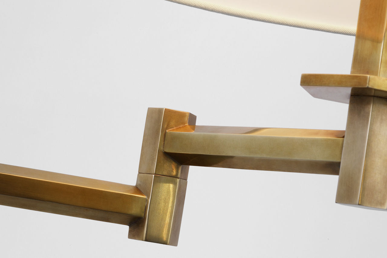 Olivier Large Swing Arm Floor Lamp | Hand-Rubbed Antique Brass | Linen Shade