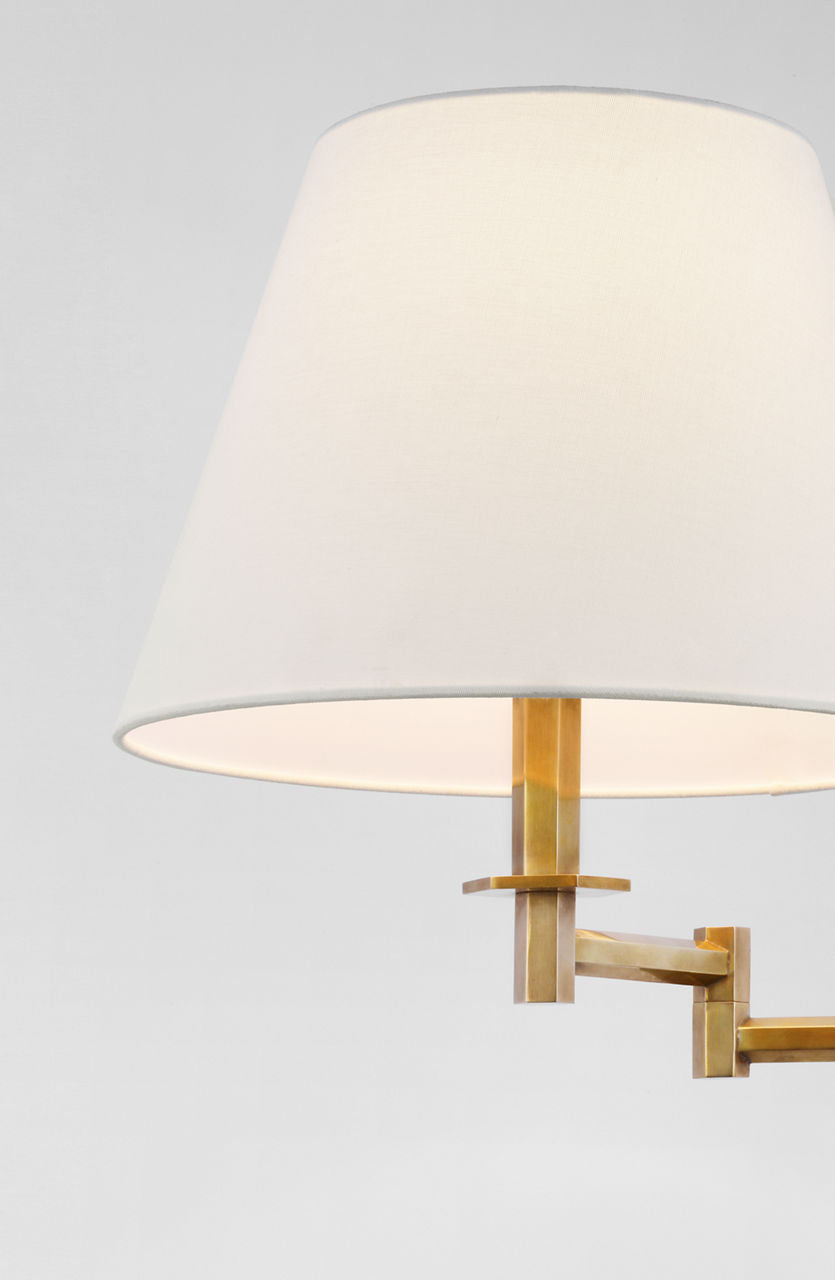 Olivier Large Swing Arm Floor Lamp | Hand-Rubbed Antique Brass | Linen Shade