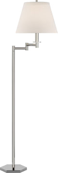 Olivier Large Swing Arm Floor Lamp | Polished Nickel | Linen Shade
