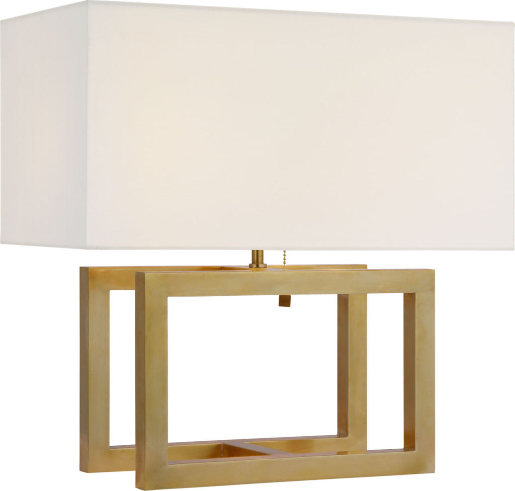 Galerie Medium Table Lamp | Hand-Rubbed Antique Brass | Linen Shade