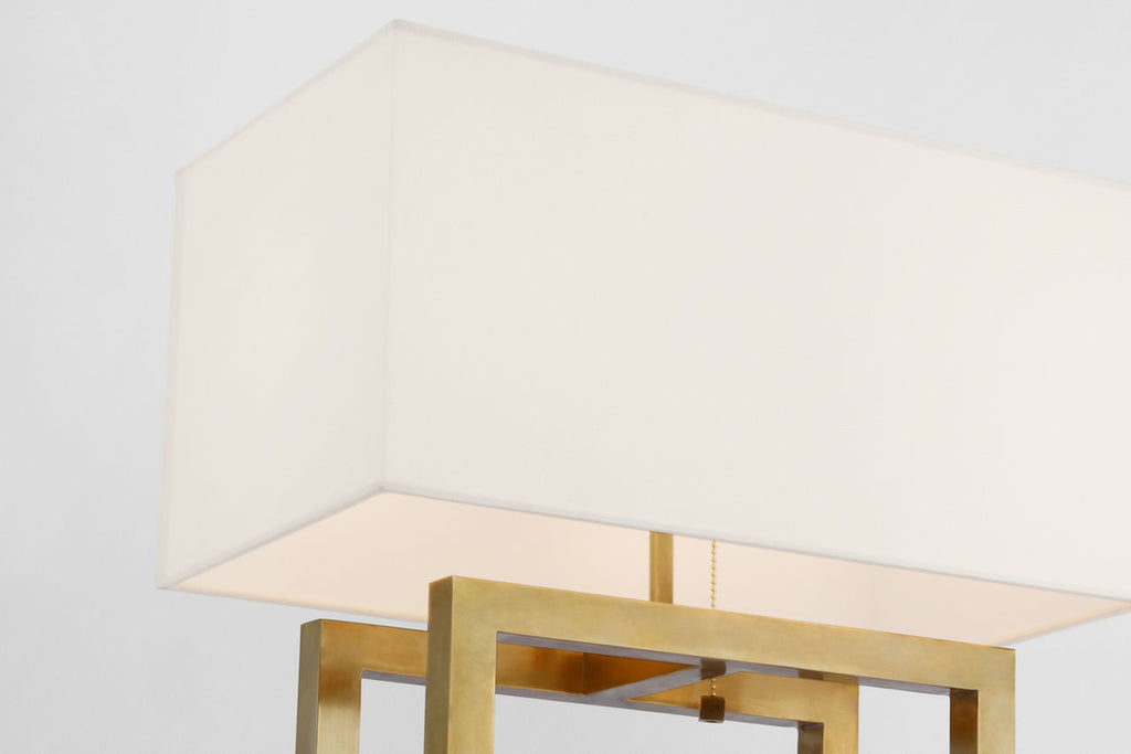 Galerie Medium Table Lamp | Hand-Rubbed Antique Brass | Linen Shade