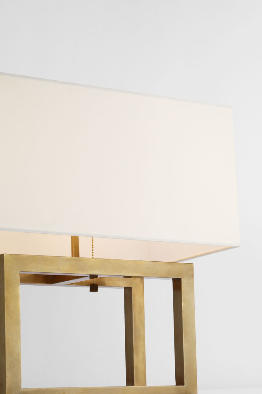 Galerie Medium Table Lamp | Hand-Rubbed Antique Brass | Linen Shade
