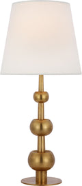 Comtesse Medium Triple Table Lamp | Hand-Rubbed Antique Brass | Linen Shade