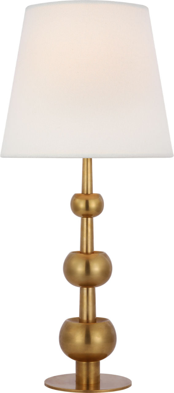 Comtesse Medium Triple Table Lamp | Hand-Rubbed Antique Brass | Linen Shade