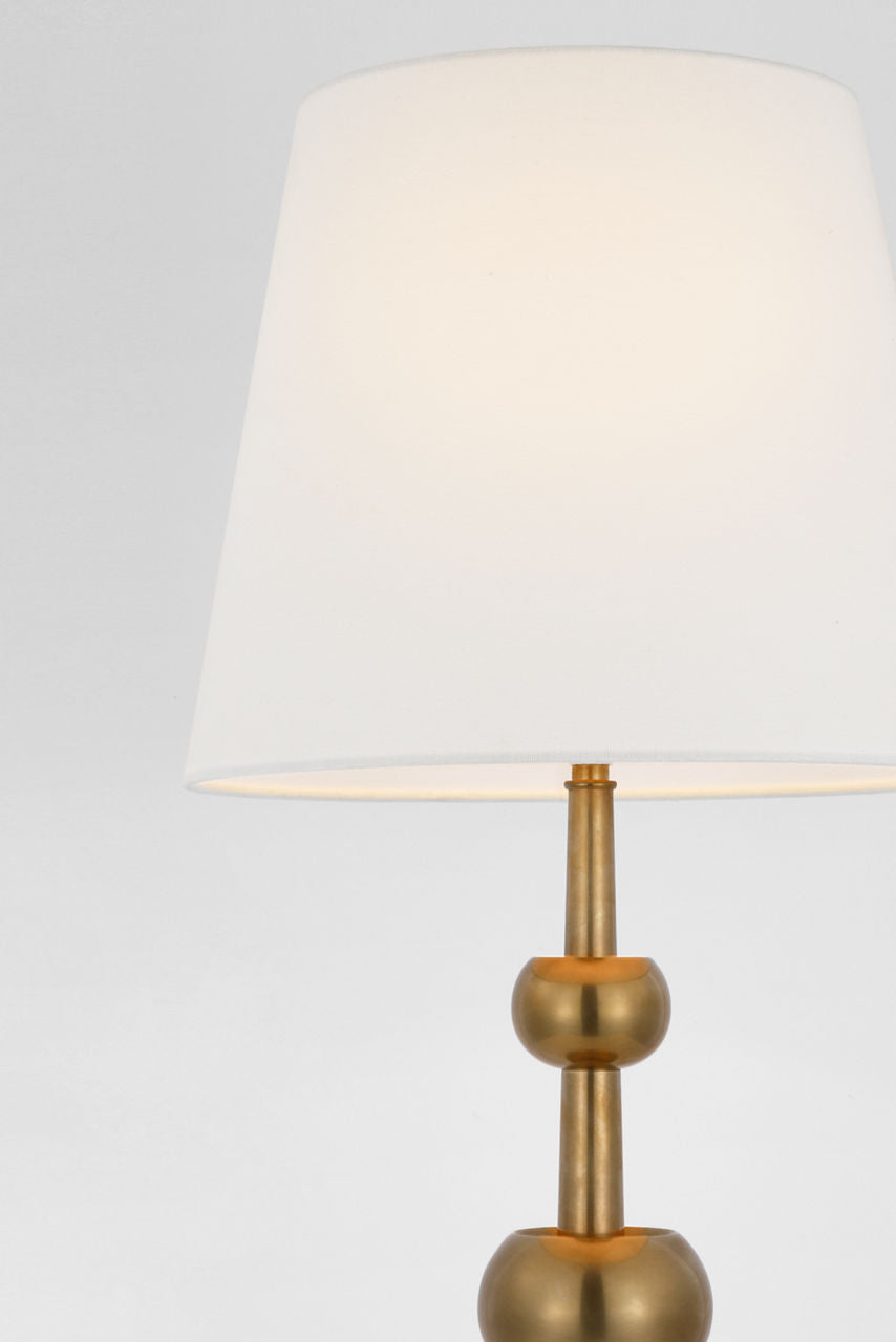 Comtesse Medium Triple Table Lamp | Hand-Rubbed Antique Brass | Linen Shade