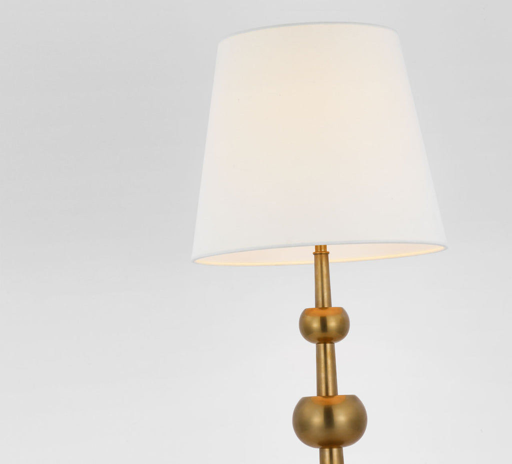 Comtesse Medium Triple Table Lamp | Hand-Rubbed Antique Brass | Linen Shade
