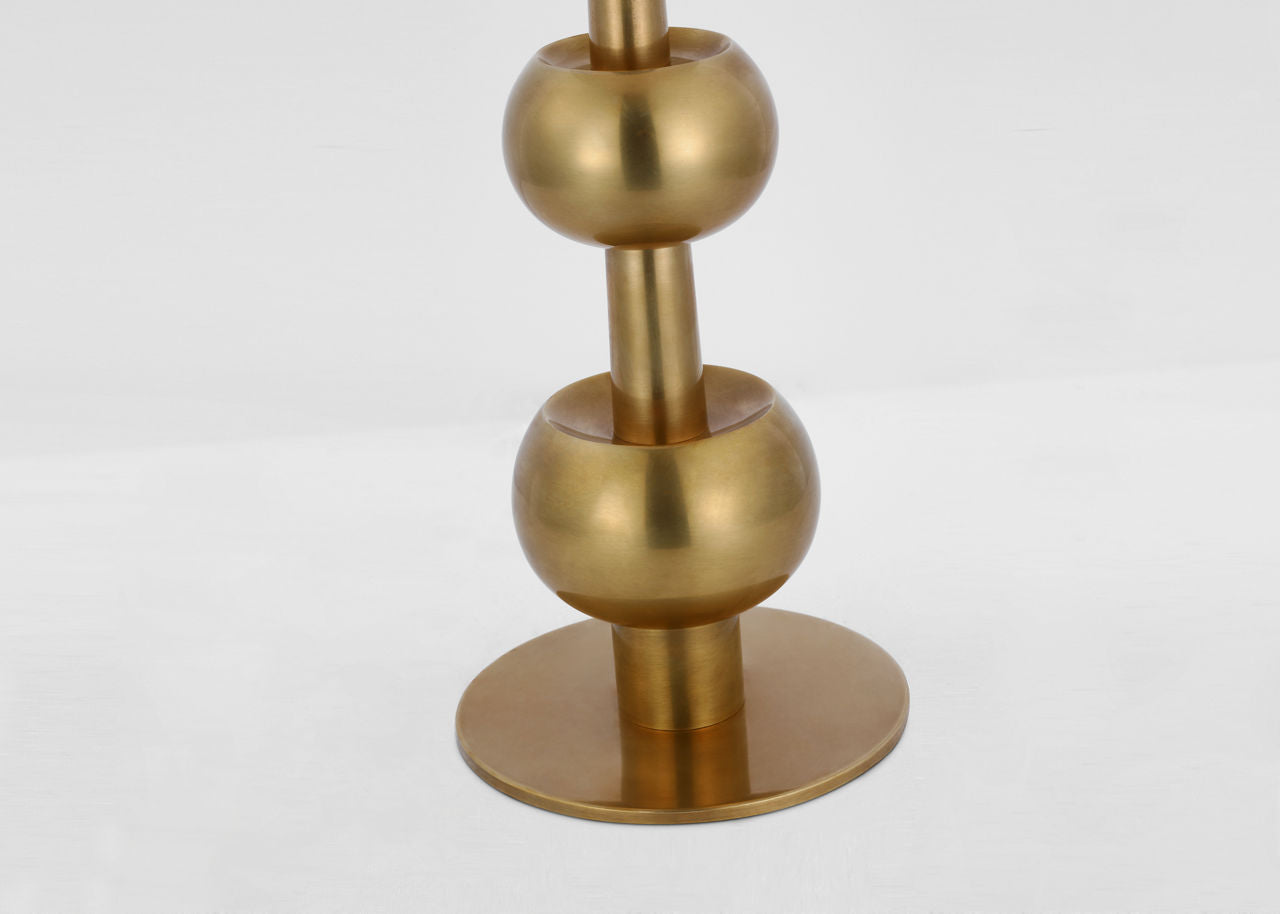 Comtesse Medium Triple Table Lamp | Hand-Rubbed Antique Brass | Linen Shade