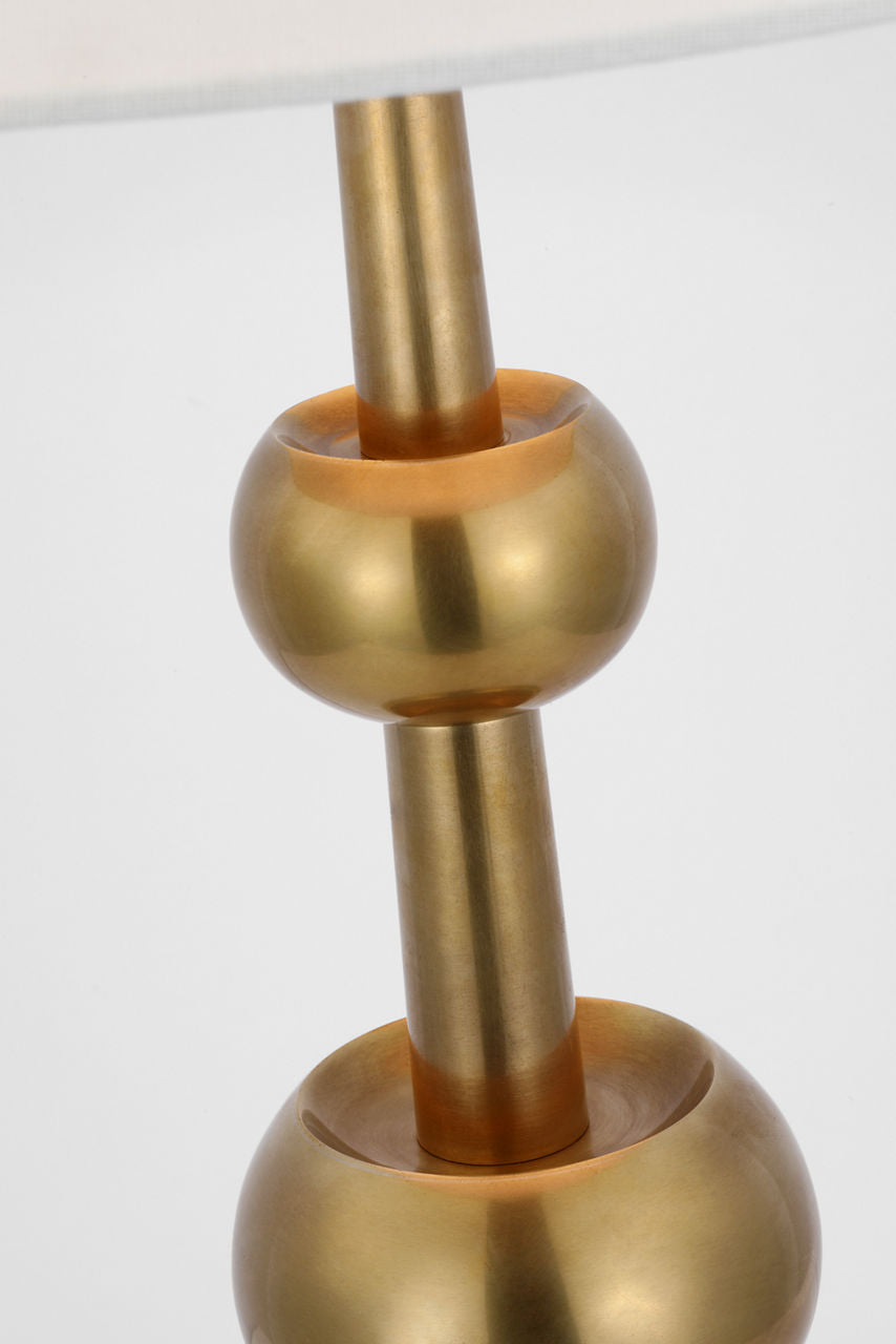 Comtesse Medium Triple Table Lamp | Hand-Rubbed Antique Brass | Linen Shade