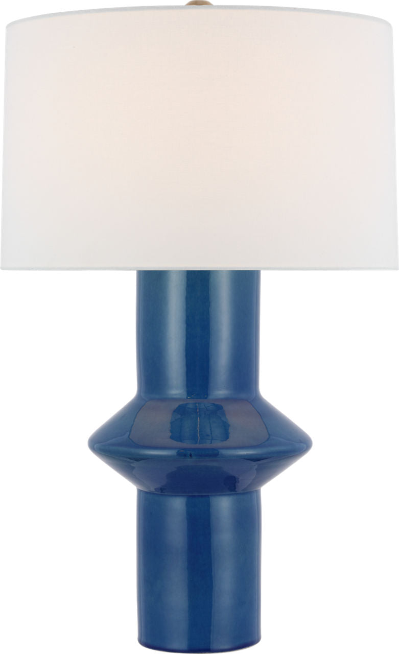 Maxime Medium Table Lamp | Aqua Crackle | Linen Shade