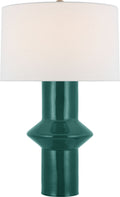 Maxime Medium Table Lamp | Emerald Crackle | Linen Shade