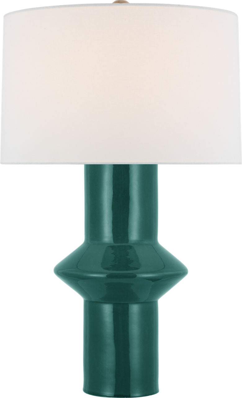 Maxime Medium Table Lamp | Emerald Crackle | Linen Shade