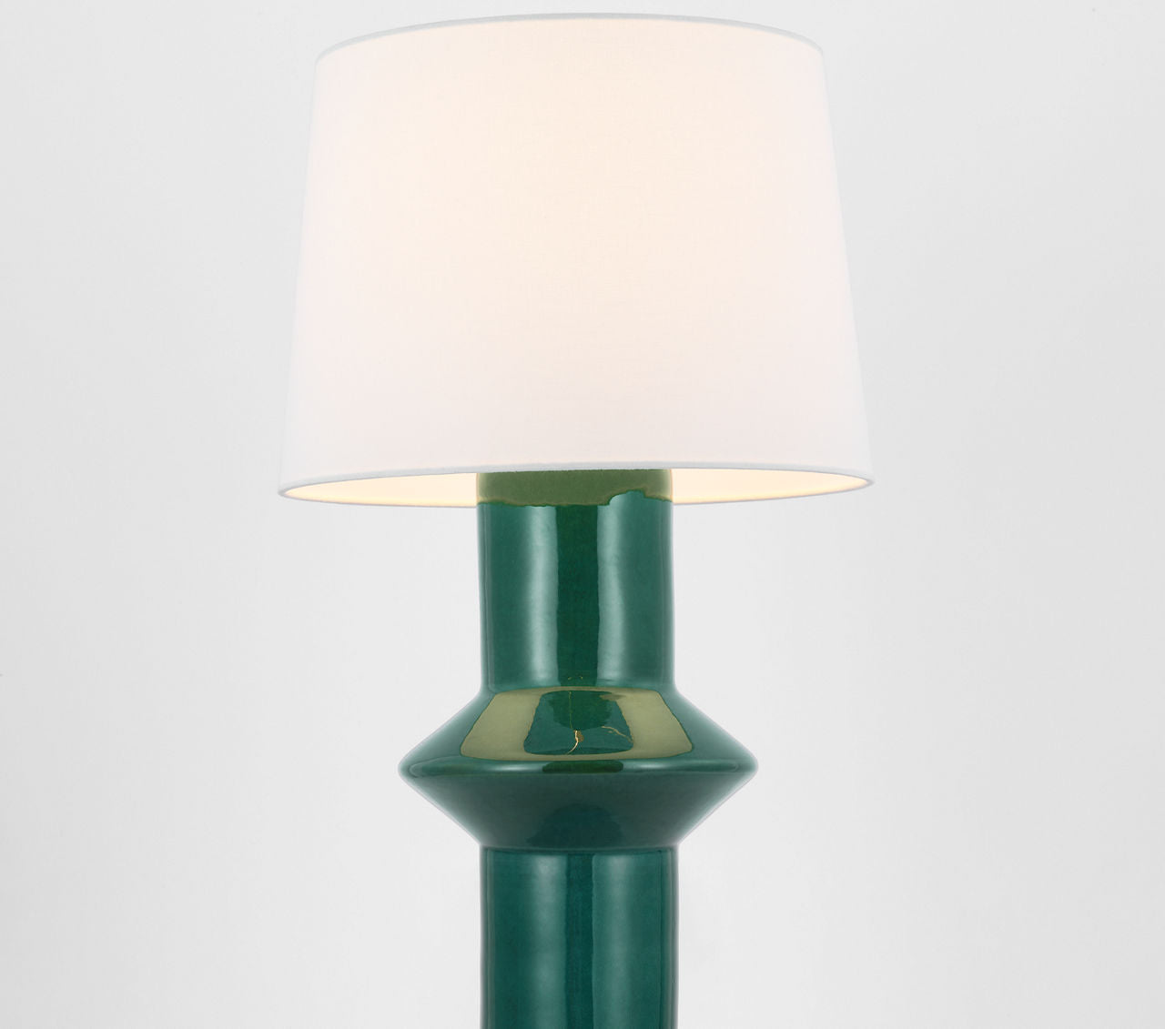 Maxime Medium Table Lamp | Emerald Crackle | Linen Shade