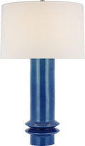Montaigne Medium Table Lamp | Aqua Crackle | Linen Shade