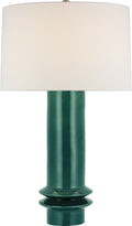 Montaigne Medium Table Lamp | Emerald Crackle | Linen Shade