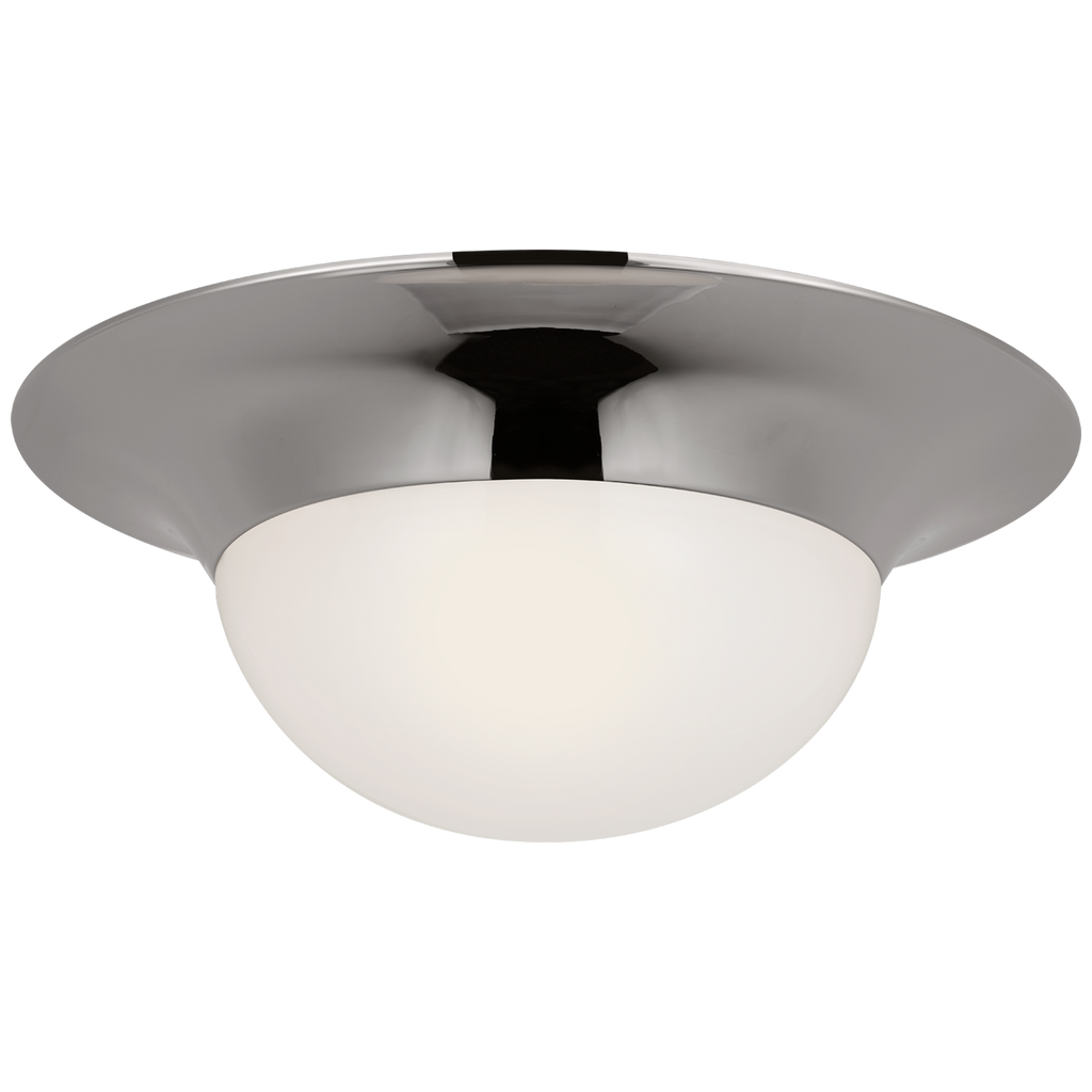 Cluny 18" Flush Mount | Polished Nickel | White Glass