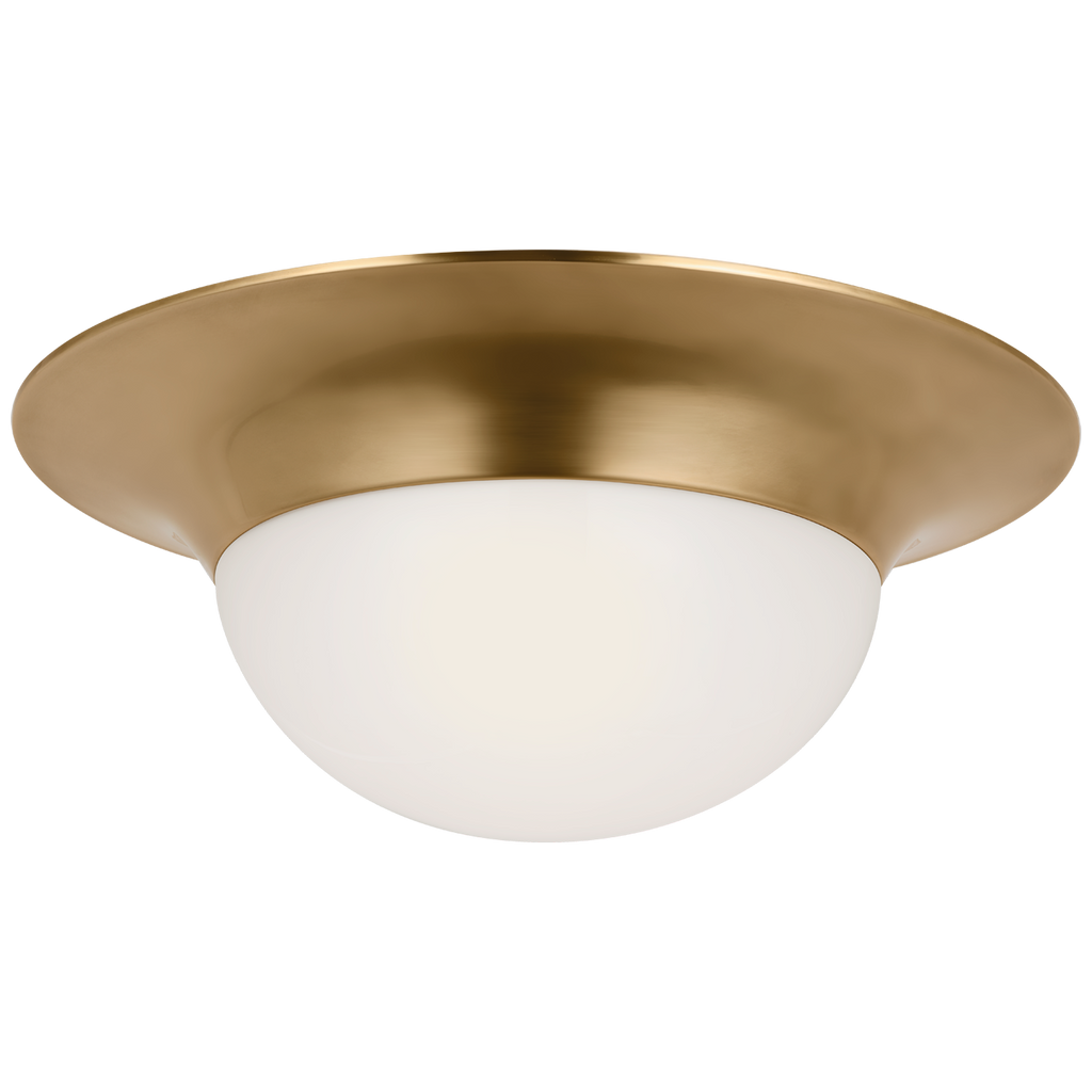 Cluny 24" Flush Mount | Hand-Rubbed Antique Brass | White Glass