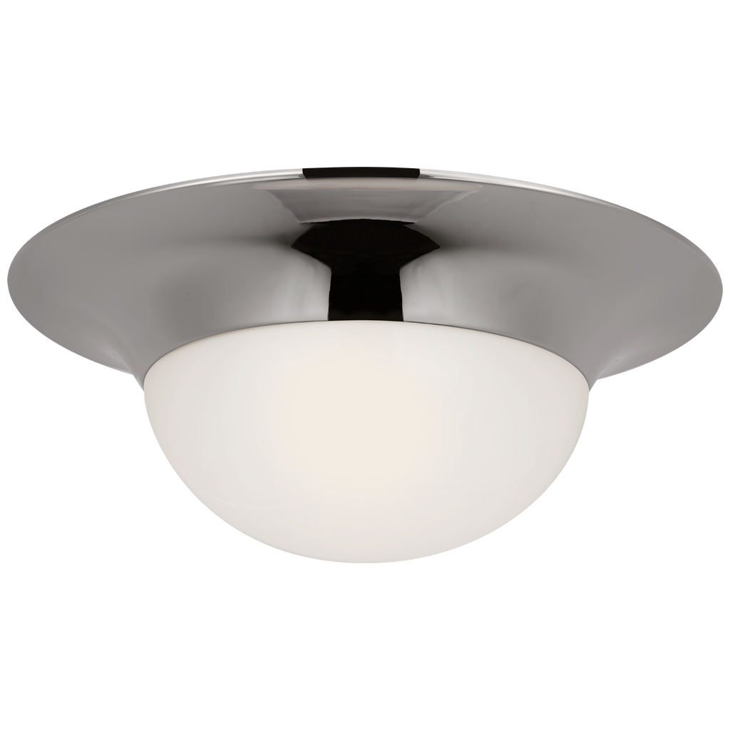 Cluny 24" Flush Mount | Polished Nickel | White Glass