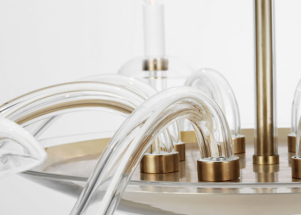Brigitte Large Chandelier | Clear Glass and Hand-Rubbed Antique Brass