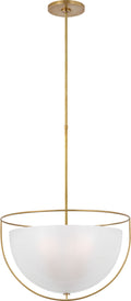 Odeon Large Pendant | Hand-Rubbed Antique Brass | Frosted Glass