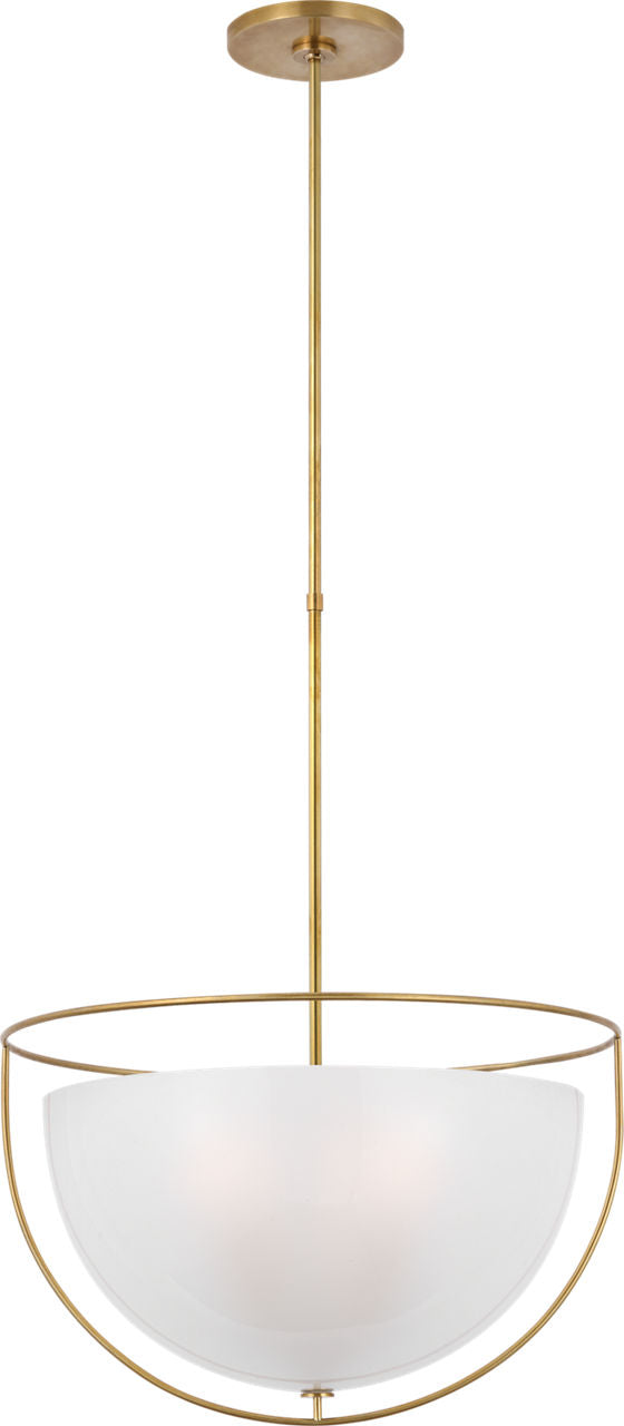 Odeon Large Pendant | Hand-Rubbed Antique Brass | Frosted Glass