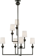 Comtesse XL Offset Chandelier | Bronze | Linen Shades