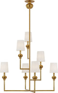Comtesse XL Offset Chandelier | Hand-Rubbed Antique Brass | Linen Shades