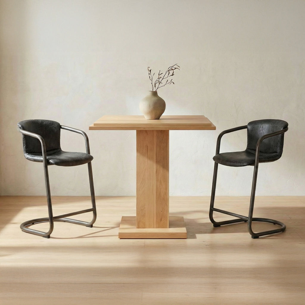 Freeman Counter Stool Onyx Black Leather - Set Of Two
