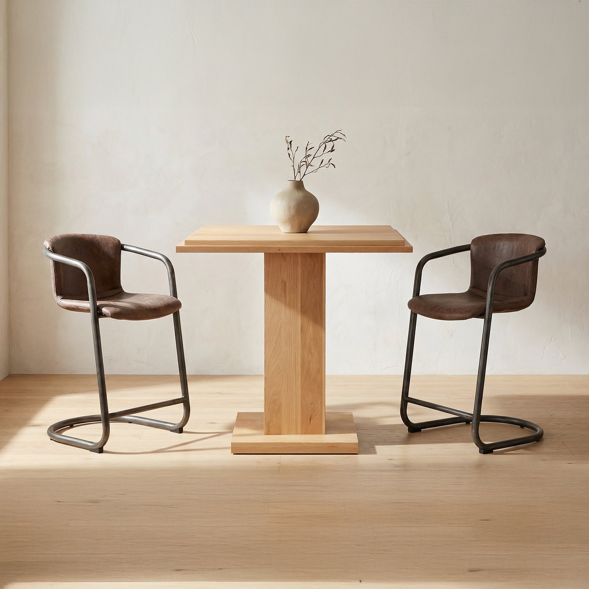 Freeman Counter Stool Grazed Brown Leather - Set Of Two