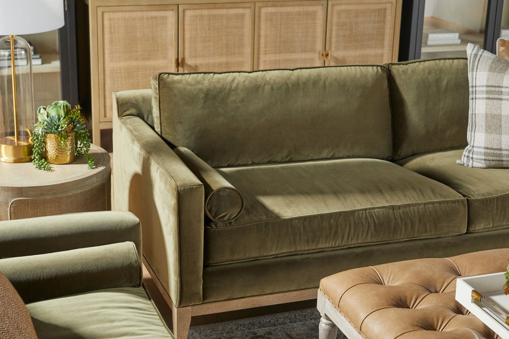 Parker 86" Post Modern Sofa | Olive Velvet