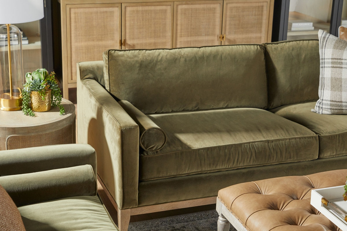 Parker 86" Post Modern Sofa | Olive Velvet