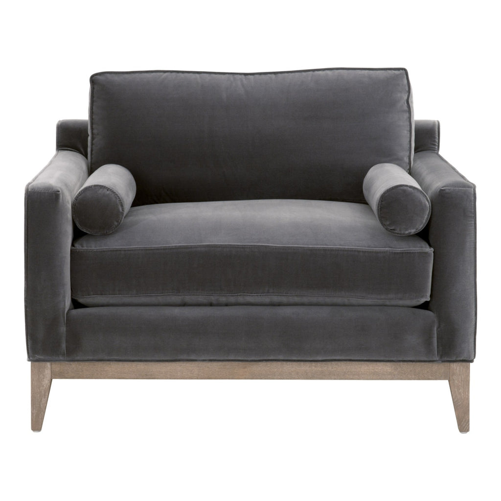 Parker Post Modern Sofa Chair | Dark Dove Velvet
