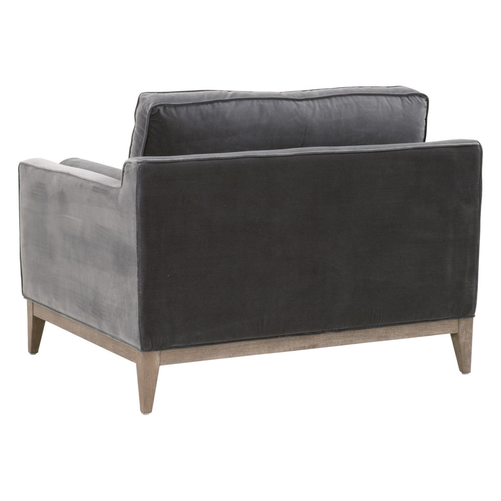 Parker Post Modern Sofa Chair | Dark Dove Velvet