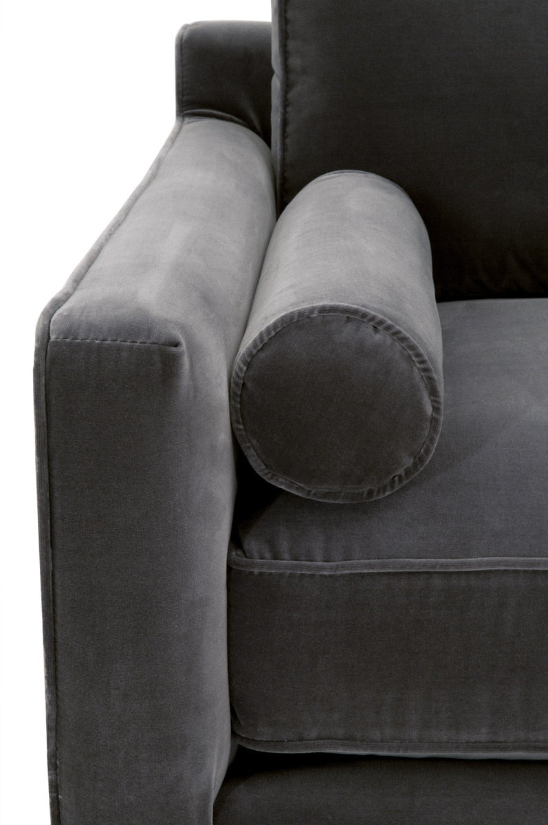 Parker Post Modern Sofa Chair | Dark Dove Velvet