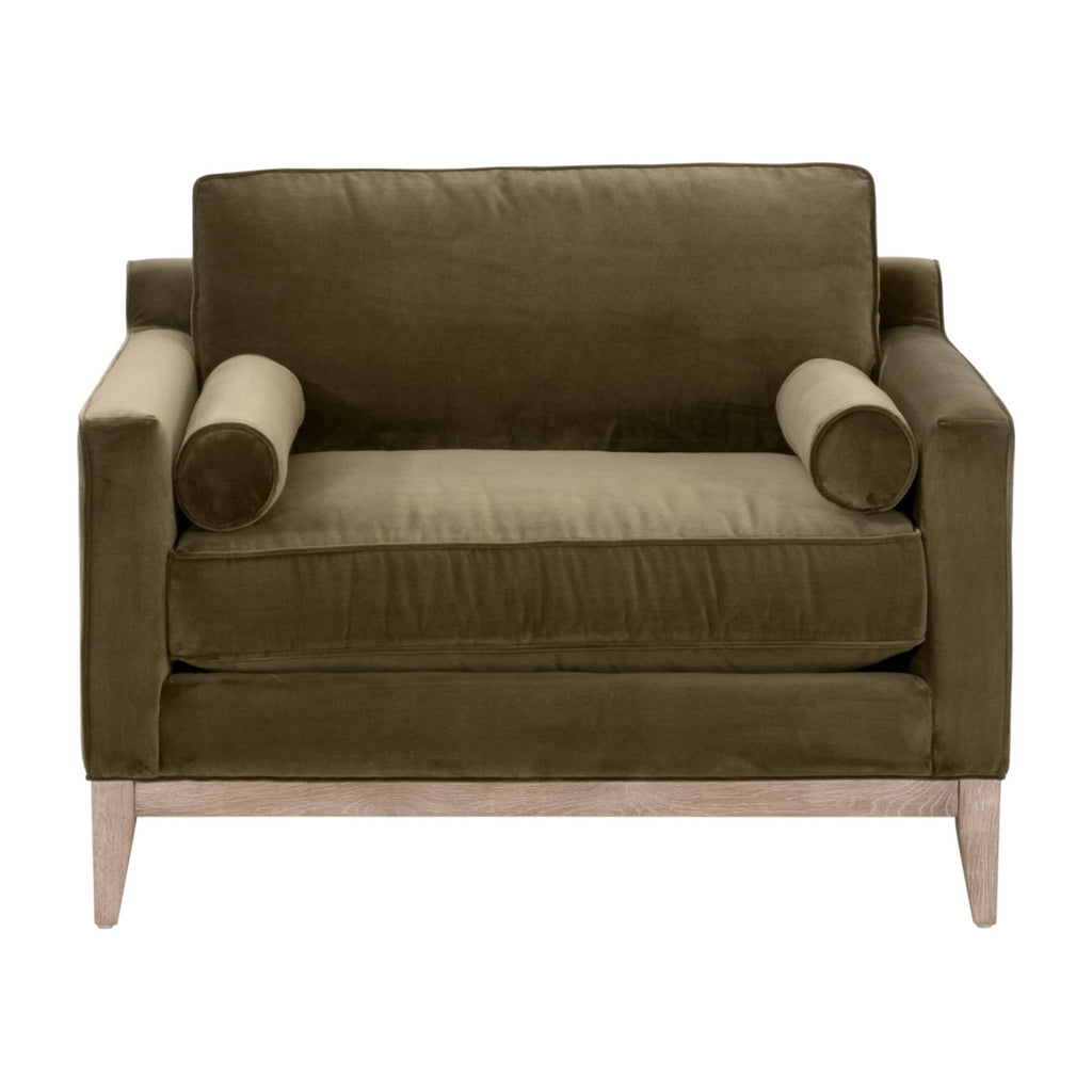 Parker Post Modern Sofa Chair | Olive Velvet