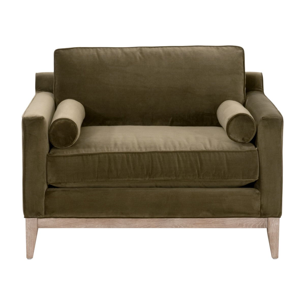 Parker Post Modern Sofa Chair | Olive Velvet