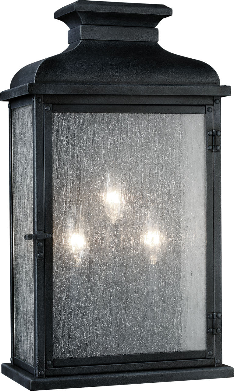 Pediment Wide Lantern Dark Weathered Zinc
