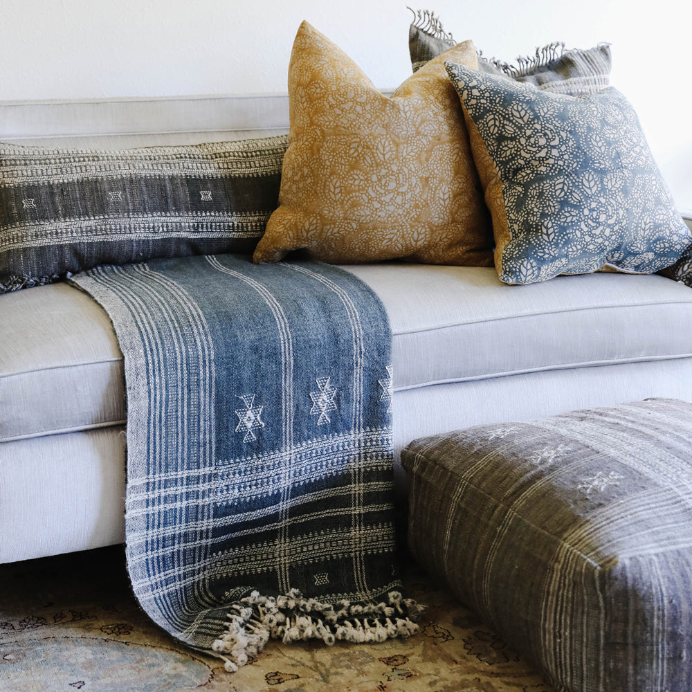 Sicily Mustard on Natural Pillow