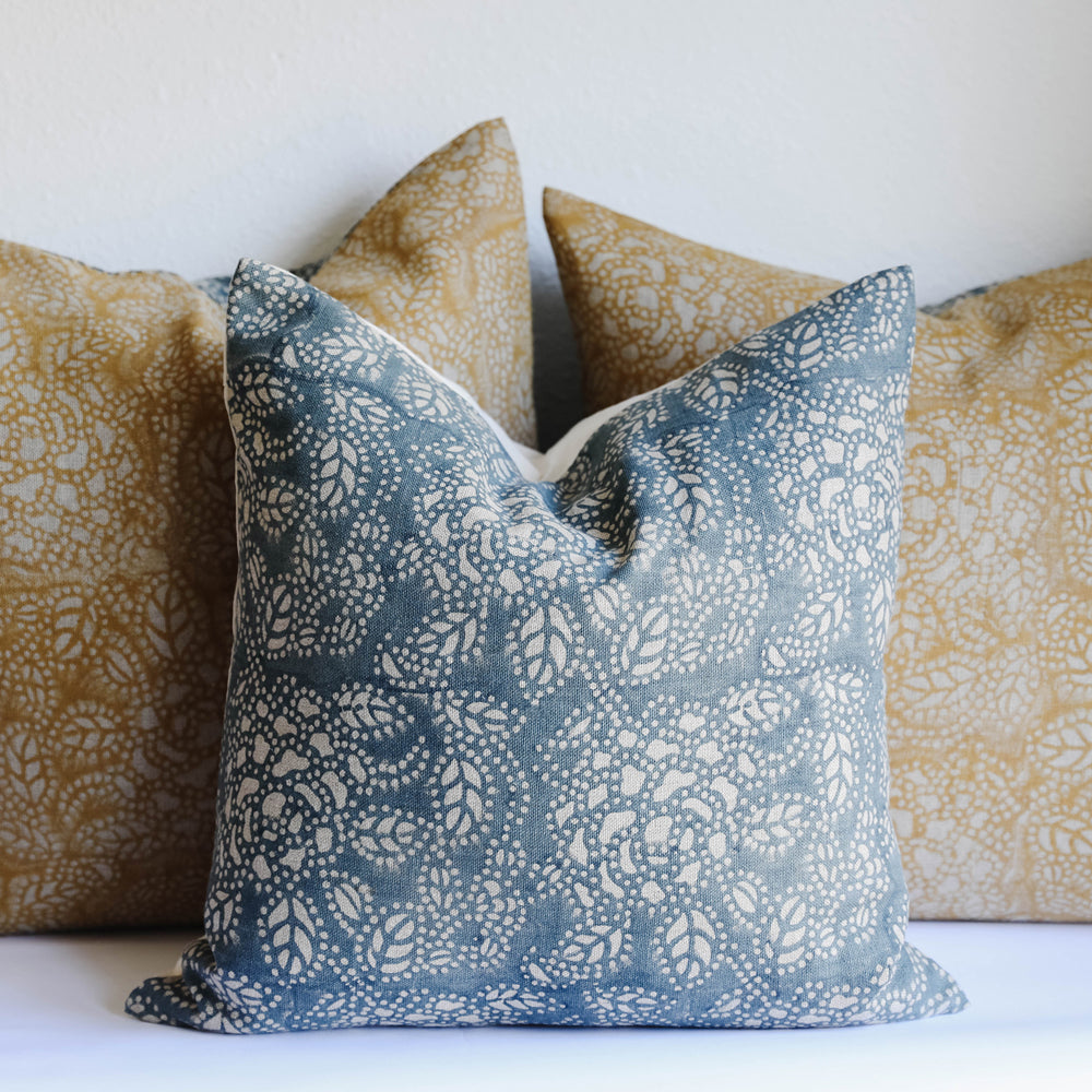Sicily Mustard on Natural Pillow