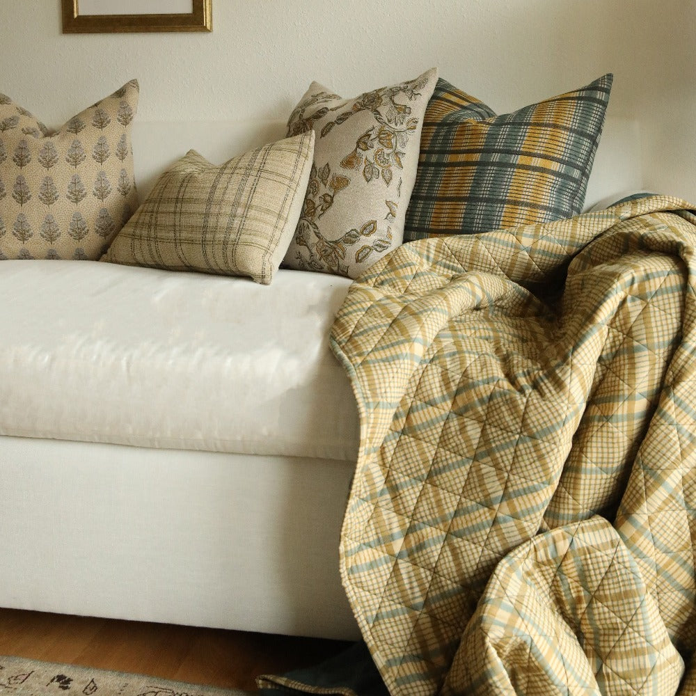 Plaid Mustard Pillow