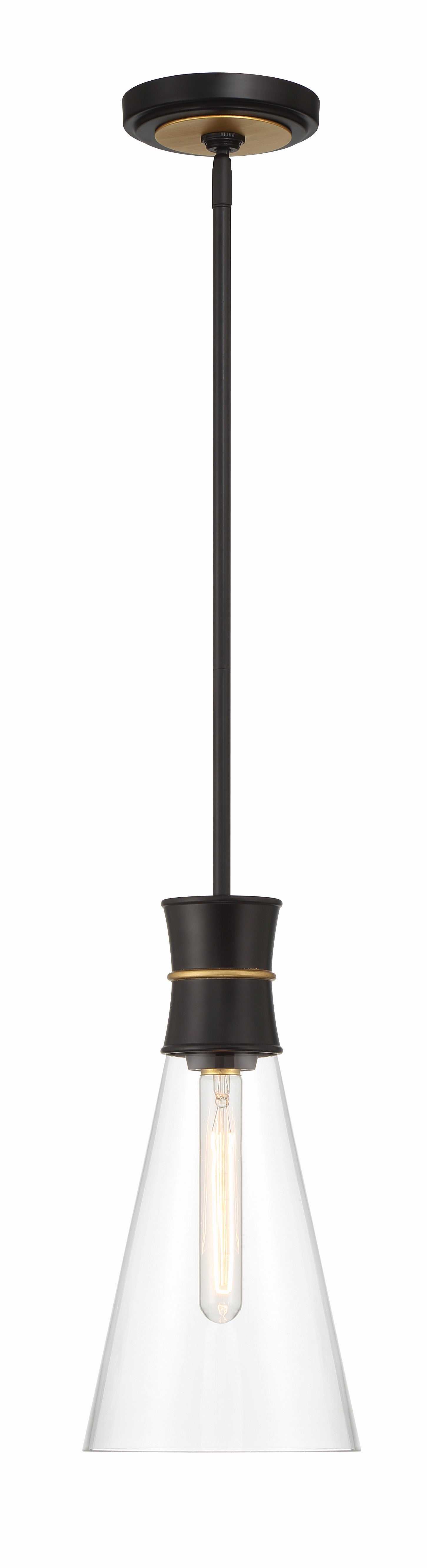 Quinn 7'' Matte Black + Textured Gold Pendant